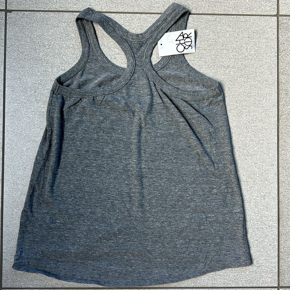 NWT Chaser Scoop-neck Chill Out Rainbow Retro Tank Top in Grey / Gray Medium - Picture 4 of 7